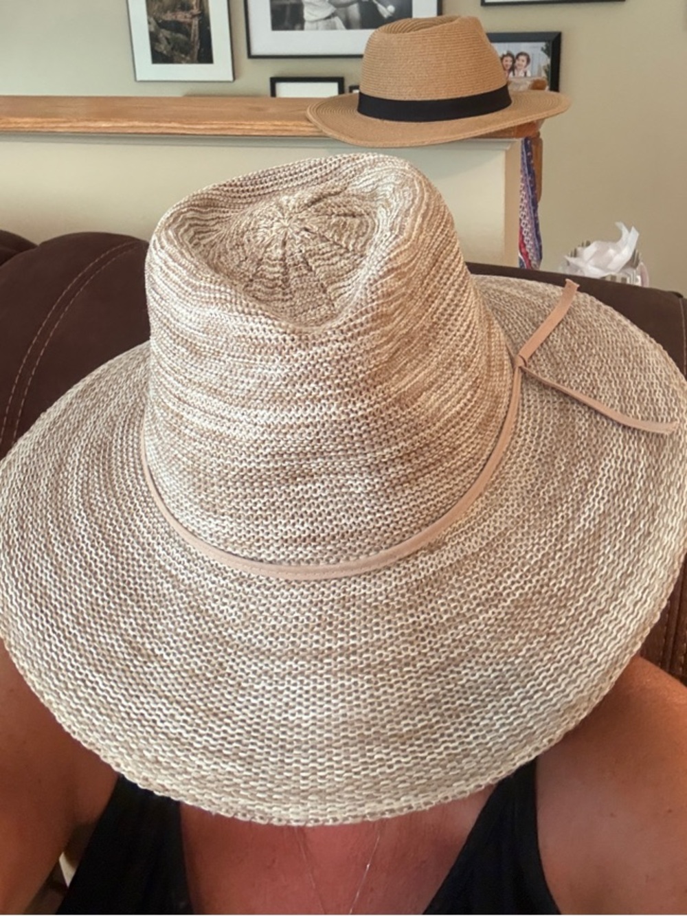 Women’s Straw Sun Hat with Slim Band - Tan - Picture 3 of 5
